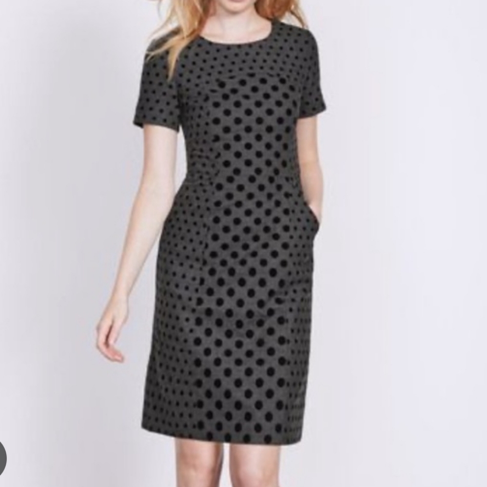 Boden Kathryn gray polka dots dress